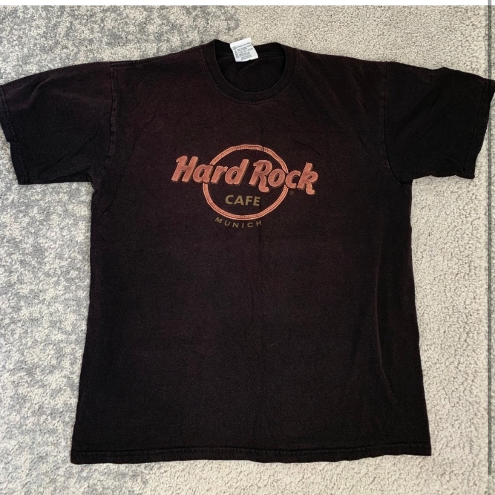 Hard Rock Cafe Munich Faux Leather Logo T-Shirt